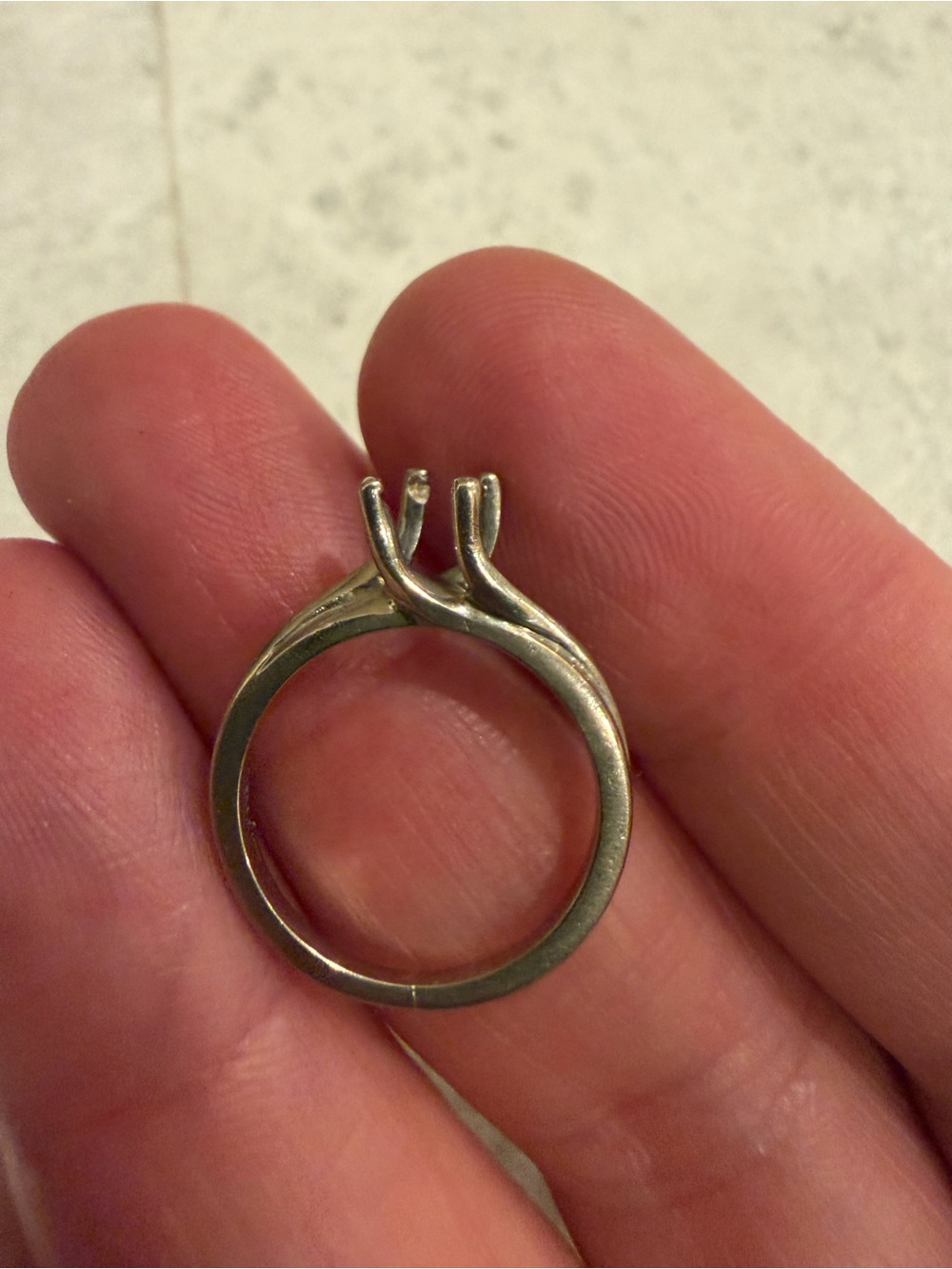 Vintage 14K White Gold Ring Setting